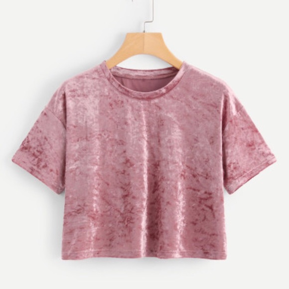 SALE ‼️ Crush velvet pink crop top - Picture 1 of 3